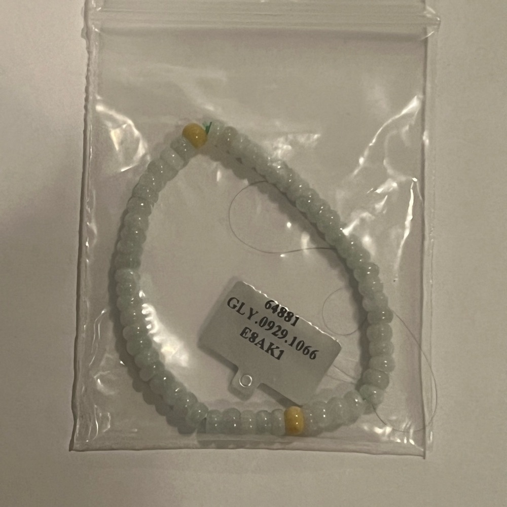 The Real Jade . Beaded Bracelet with Yellow Accents